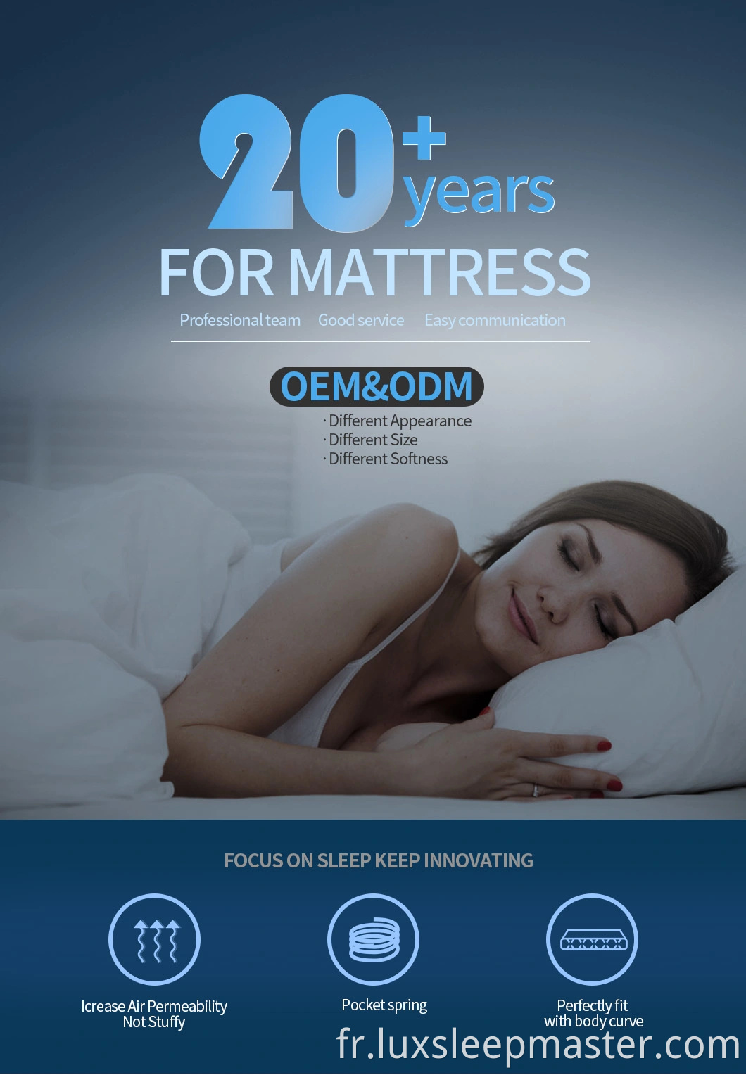 Matelas de lit à ressorts ensachés à compression professionnelle d'exportation